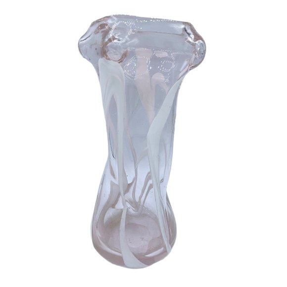 Margie's Garden Art Glass Hand Blown Vase Decor Light Pink Clear White Venice CA - Picture 2 of 7